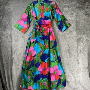 Vtg Catherine Ogust Penthouse Gallery Forever Dress Womens OS Psychedelic Floral